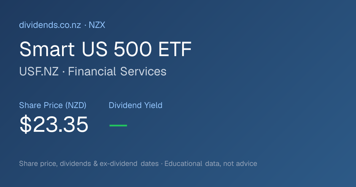 Smart US 500 ETF (USF.NZ) ETF | Price & Holdings